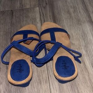 Blue and Tan Sandals